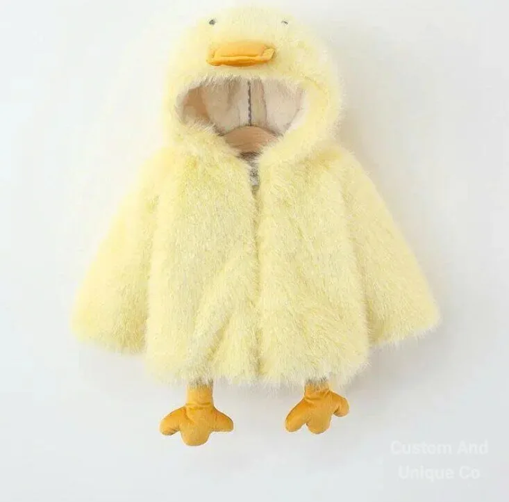 Fluffy yellow duck jacket for kids