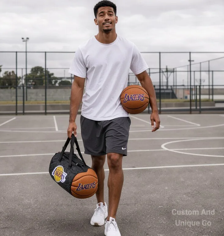 Los Angeles Lakers Basketball to Duffle Bag